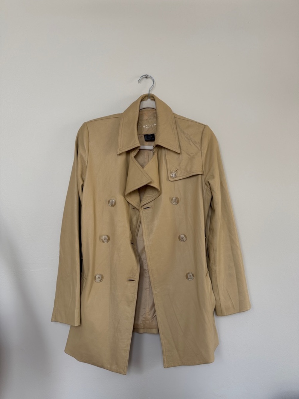 Trina Turk Tan Leather Double-Breasted Jacket